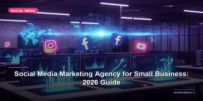 Social media marketing agency working on small business growth strategy with analytics dashboard